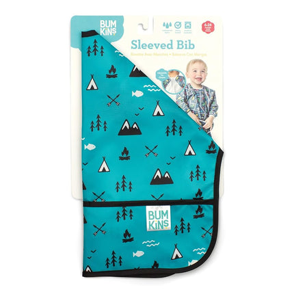 Bumkins Sleeved Bib, Handy Tie Closure for Custom Fit, Catch-All Pocket, Baby-Led Weaning, Waterproof, Machine Washable, Stain & Odour Resistant, BPA Free, 6-24 Months, Outdoor Design