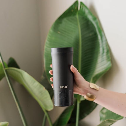 Ello Miri Mug de Voyage Isotherme en Acier Inoxydable - Tasse à Thé de Voyage, 470 ml, Marbre Noir