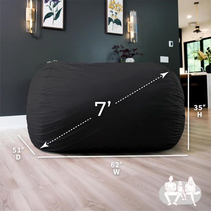 Big Joe 0000655LDS Black XL Fuf Lenox Foam Filled Bean Bag Chair with Liner and Removable Cover, Extra Large with Remvovable
