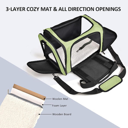 Henkelion Large Cat Carriers Dog Carrier Pet Carrier for Large Cats Dogs Puppies up to 25Lbs, Big Dog Carrier Soft Sided, Collapsible Travel Puppy Carrier - Large - Green