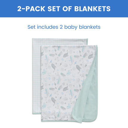 Delta Children Mantas para bebés de algodón orgánico 100% de punto para niñas y niños – 30x40 pulgadas - Certificado GOTS (Paquete de 2), Vida Marina
