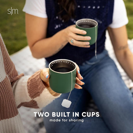 Simple Modern 36oz Insulated Hot Beverage Bottle with 2 Mugs | Travel Coffee Thermos for Hot Drinks | Twist and Pour Top | Commute, Travel, and Picnic Friendly | Roam Collection | Almond Birch