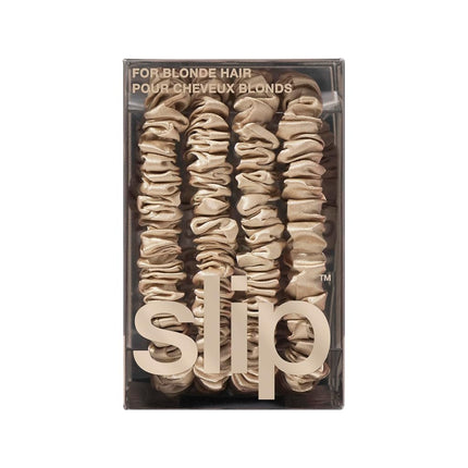 Slip Silk Hair Ties, Blonde Skinny Scrunchies, Set of 4 | Anti-Damage