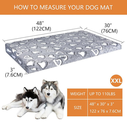 VANKEAN 48”Pet Bed Mattress Machine Washable for Small Dog up to 110lbs Grey