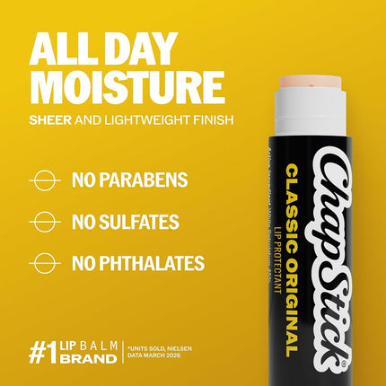 ChapStick Classic (Regular Flavor, 12 Sticks) Skin Protectant Lip Balm Tube, 1 Count (Pack of 12)
