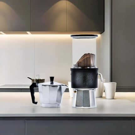 Lavatelli ProntoCaffè Black Coffee Powder Container and Dispenser with Dispenser for Coffee Machines up to 12 Cups, Interchangeable Tin with 10 cm Tin, Compatible with Italian Mocha