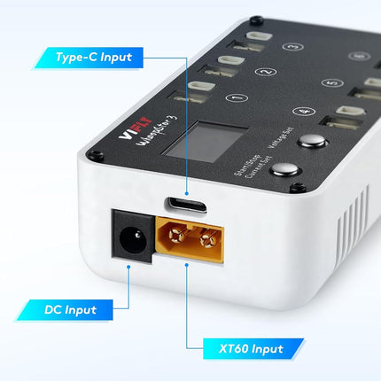 VIFLY WhoopStor 3 Black Color LiPo Battery Storage Charger and Discharger with LCD Display Tiny Whoop Charger with PH2.0 and BT2.0 Connectors