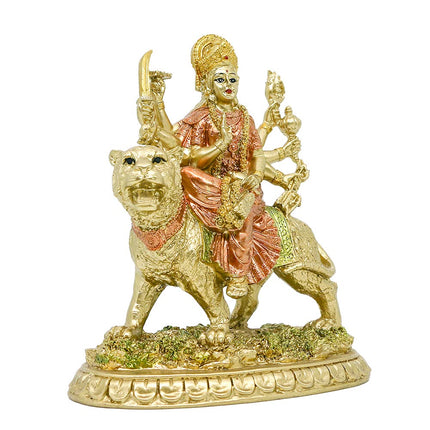 Estatua pequeña de la diosa hindú Durga - Figurita del dios indio Durga sobre tigre, decoración, hinduismo, ídolo de Buda, escultura para casa, oficina, templo, puja, mandir, murti, regalos de Diwali, pooja, altar de meditación de yoga