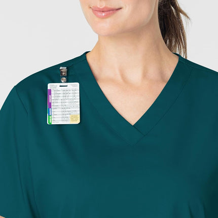 WonderWink Women's Plus-Size Wonderwork V-Neck Scrub Top, Caribbean, 4X-Large