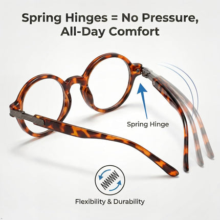 Eyekepper Readers Spring Temple Vintage Mini Small Oval Round Reading Glasses Tortoise +2.0