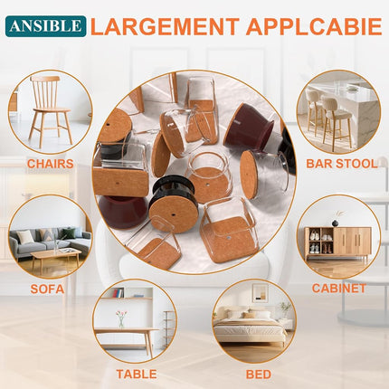 Ansible 24 pcs Square Extra Large Chair Leg Floor Protectors, Furniture Felt Pads Silicone Covers caps for Chairs,Chair Leg Protectors for Hardwood Floors (X-Large fit:1-5/8'' to 2.2'')