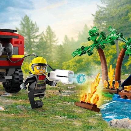 LEGO City 4x4 Fire Engine with Rescue Boat Building Toys for 5 Plus Year Old Boys & Girls, Imaginative Play Set Includes a Dinghy, Trailer, Tent, Camper and 2 Firefighter Minifigures, Gift Idea 60412