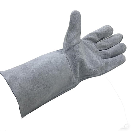 Cxqunzon Leather Welding Gloves - Lite Duty Thick Cow Split Leather, Heat & Fire Resistant, Soft for TIG/MIG Welding, Grilling, BBQ & Fireplace (Gray)