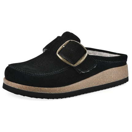 White Mountain Women's Bueno Mule, Black Suede wit