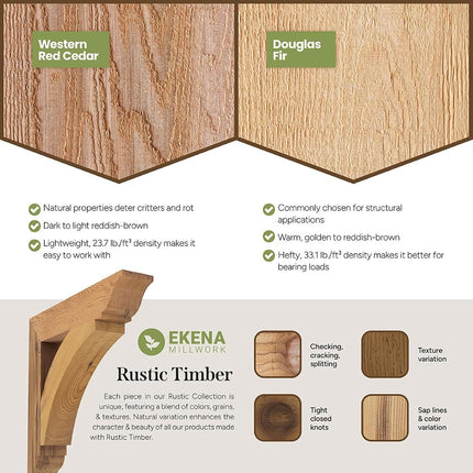 Ekena Millwork COR06X08X12NEW00SWR Newport Smooth Corbel, 5 1/2" Width x 8" Depth x 12" Height, Western Red Cedar