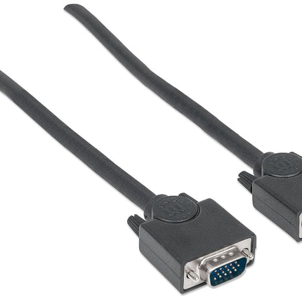Manhattan SVGA Monitor Cable, HD15, 3m, Male to Male, Compatible with VGA, Fully Shielded, Black, Lifetime Warranty, Polybag