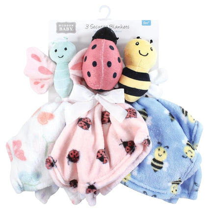 Hudson Baby Unisex Baby Animal Face Security Blanket, Butterfly 3-Pack, One Size