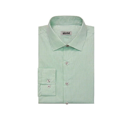 Kenneth Cole Men's Dress Shirt Slim Fit Checks and Stripes (Patterned), Ash Green, 14"-14.5" Neck 32"-33" Sleeve