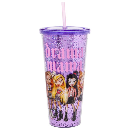Silver Buffalo Bratz “Drama Mama” Confetti Cold Cup Featuring Cloe, Jade, Yasmin, and Sasha, 32 Ounces