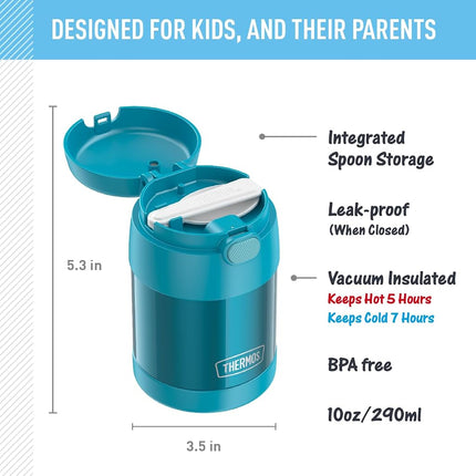 THERMOS FUNTAINER Kids Food Jar with Spoon, 10oz, Teal