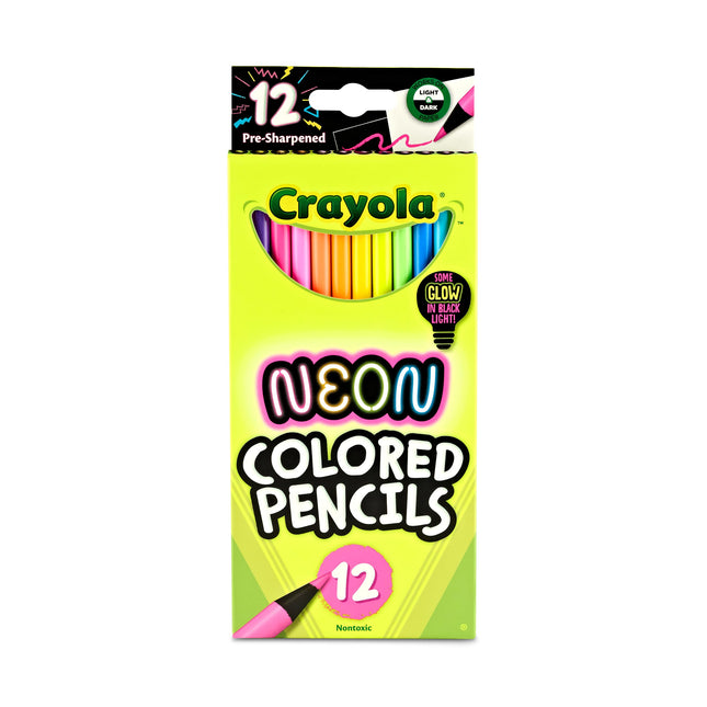 Crayola Neon Colored Pencils Set (12ct), Glow in T