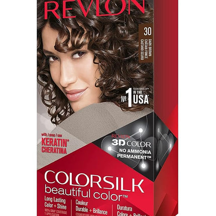 Revlon ColorSilk Hair Color, 30 Dark Brown 1 ea (P
