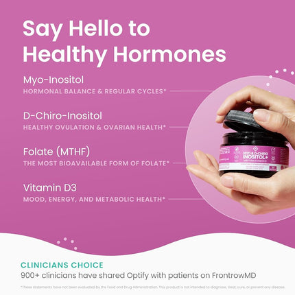 Premium Inositol Supplement - Myo-Inositol and D-Chiro Inositol Powder Plus Folate and Vitamin D - Ideal 40:1 Ratio - Hormone Balance & Healthy Ovarian Support for Women - Vitamin B8 - 30 Day Supply