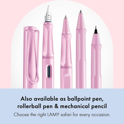 LAMY safari lightrose - Fountain Pen with ergonomic grip & polished steel nib in size F - ideal for any Writing & Calligraphy - including LAMY T 10 blue cartridge - Right-Handed