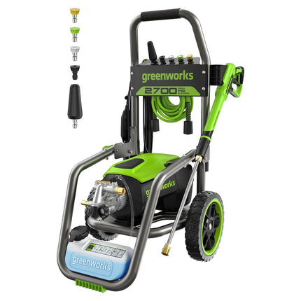 Greenworks Pro Brushless 2700 PSI (CSA Certified) 2.3 GPM Max / 1.2 GPM Electric Pressure Washer (Foldable Handles, Rugged Steel Frame, 25 FT Hose, 35 FT GFCI Power Cord)