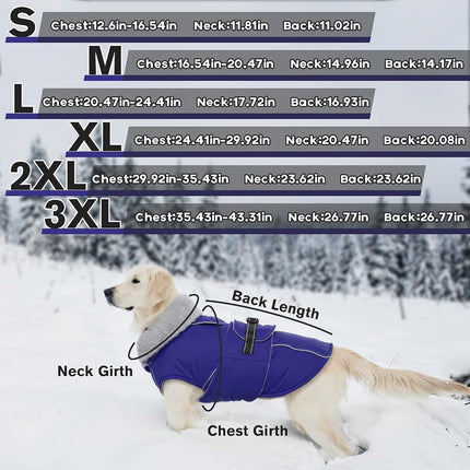 Lelepet Warm Dog Coats for Large Dogs Waterproof Dog Jacket Reflective Pet Fleece Vest Windproof Cold Weather Coats with Adjustable Buckle & Leash Hole, Black, L