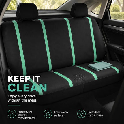 FH Group Car Seat Covers Rear Set Cloth - Car Seat Covers with Removable Headrest,Universal Fit,Automotive SeatCovers,Washable Car SeatCover for SUV,Sedan,Van Mint