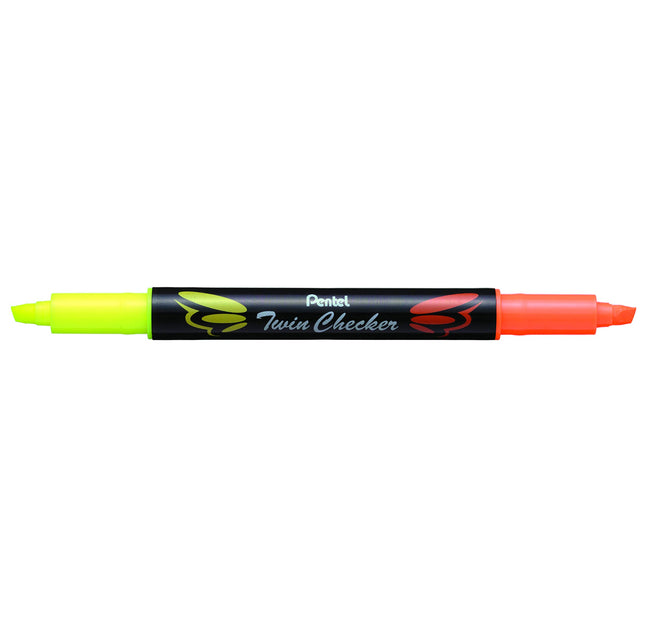 Pentel Twin Checker Dual-tip Highlighter, Chisel T