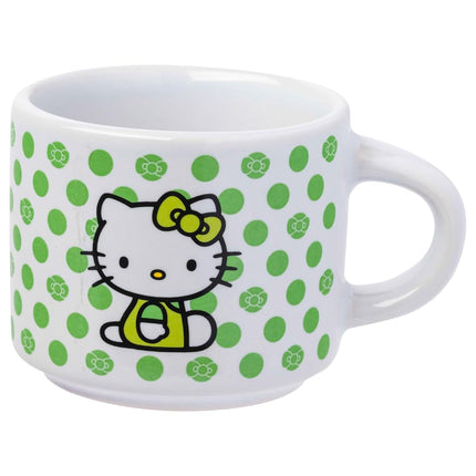 Silver Buffalo Sanrio Hello Kitty Polka Dots 4pc Stackable Ceramic Espresso Small Cup Set, 3 Ounces