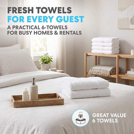Simpli-Magic 79404 Bath Towels, White, 25x50 Inches Towels for Pool, Spa, and Gym Lightweight and Highly Absorbent Quick Drying Towels, 25 in x 50 in