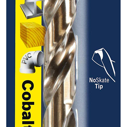 BOSCH CO2159B 1-Piece 1/2 In. x 6 In. Cobalt M42 Metal Drill Bit with Three-Flat Shank for Drilling Applications in Stainless Steel, Cast Iron, Titanium, Light-Gauge Metal, Aluminum