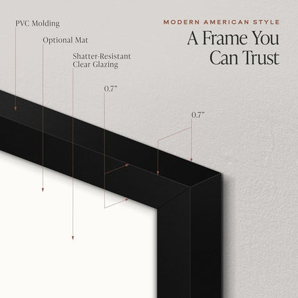 Americanflat 20x26 Picture Frame with Polished Plexiglass - Use as 11x14 Frame with Mat or 20x26 Frame Without Mat - Streamline Collection - Thin Picture Frame for Wall Display - Black