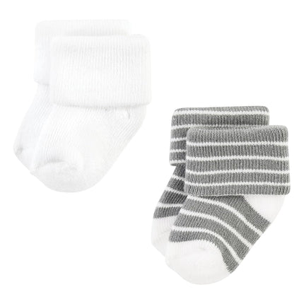 Hudson Baby Unisex Baby Cotton Rich Newborn and Terry Socks, Gray Stripe, 6-12 Months, Gray Stripe 12 Pack, 6-12 Months