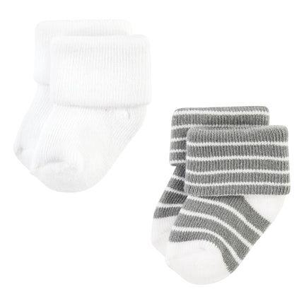 Hudson Baby Unisex Baby Cotton Rich Newborn and Terry Socks, Gray Stripe, 6-12 Months, Gray Stripe 12 Pack, 6-12 Months