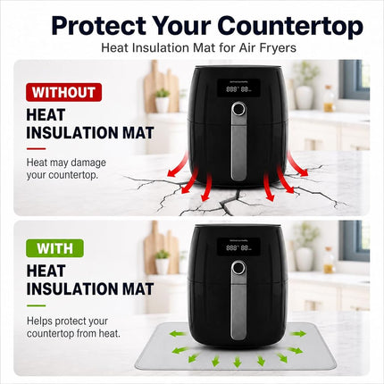 FLASLD 2Pack Heat Resistant Mat for Air Fryer Site on, 16"X24" Fireproof Silicone Mats for Kitchen Counter, Countertop Protector, No-slip and Waterproof Gray
