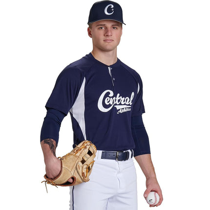 CHAMPRO Clean Up 2 Button Baseball/Softball Jersey, Adult Medium, Maroon, White