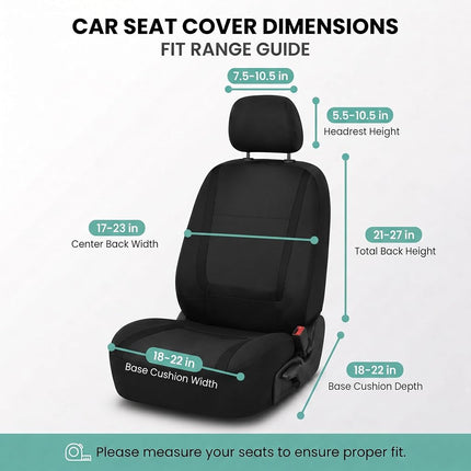 FH Group Car Seat Covers Front Set in Cloth for Low Back Car Seats with Removable Headrest, Universal Fit, Automotive Washable for SUV, Sedan, Van Black