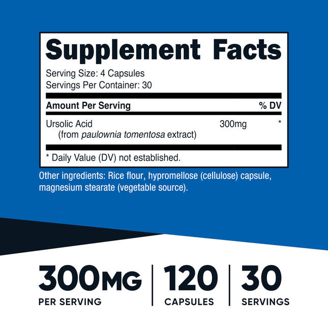 Performance, Ursolic Acid, 120 Capsules (75 mg per Capsule), Nutricost