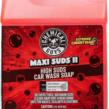 Chemical Guys CWS_101_64 Maxi-Suds II Foaming Car Wash Soap (Works with Foam Cannons, Foam Guns or Bucket Washes) Safe for Cars, Trucks, Motorcycles, RVs & More, 64 fl oz (Half Gallon), Cherry Scent