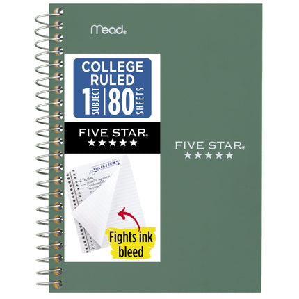 Five Star Spiral Notebook, 1 Subject, College Rule