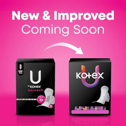 U by Kotex Balance Ultra Thin Overnight Pads with Wings, Extra Heavy Absorbency, 30 Count (Packaging May Vary)