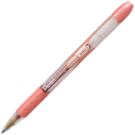 Bolígrafo de gel metálico Pentel Sunburst, trazo medio, permanente, tinta dorada, plateada y bronce, paquete de 3 (K908MRBP3M)