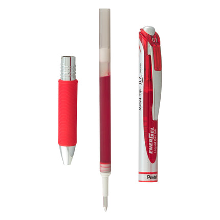 Bolígrafo de gel líquido retráctil EnerGel RTX Trazo medio 2/Paq-Rojo
