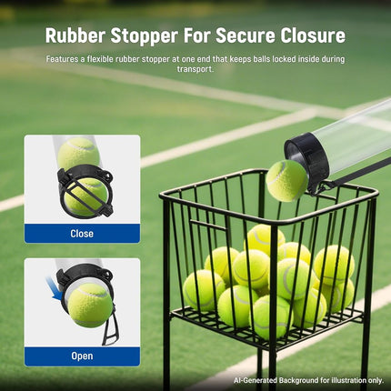 NEEWER Ball Retriever Tube Hopper for 18 Pickleballs & 21 Tennis Balls, Detachable 3 Section Ball Picker Upper Collector with Stopper, Adjustable Shoulder Strap for No Bending Pickup, PB01S