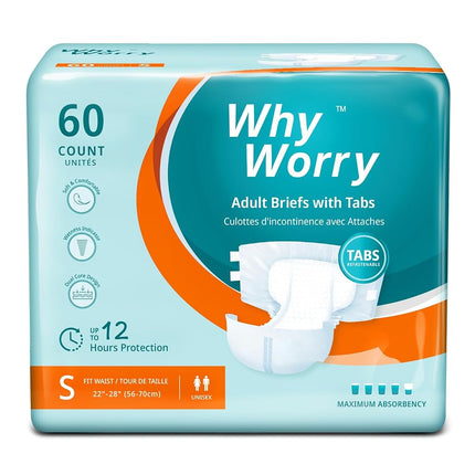 WhyWorry Adult Diapers for Women and Men, Small, 6