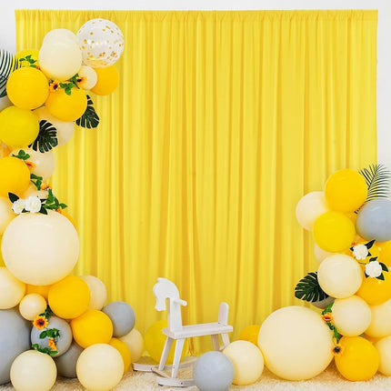 AK Trading CO. Rideaux en polyester 3 m x 3 m avec poches pour tringle – Décorations pour mariage, cérémonie, fête, maison, fenêtre – Jaune